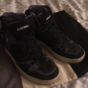 Black Airwalk sneakers with purple